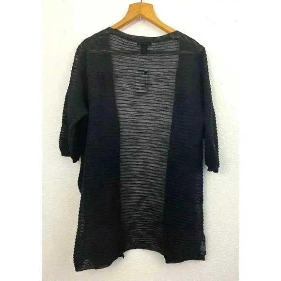 Lauren Michelle Women's Black Sheer Textured Cardigan Sz Medium Open Front - Picture 2 of 6